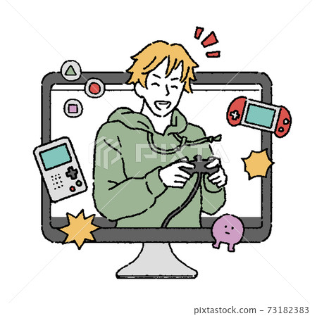 Simple touch video distributor Illustration of a game commentator Simple touch video distributor Illustration of a game commentator 73182383