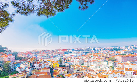 Colorful top view on Lisbon, Portugal 73182516