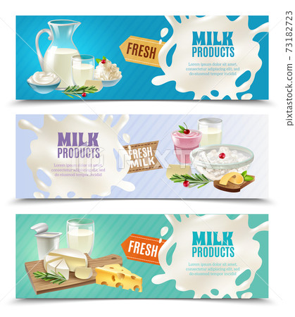Dairy Products Horizontal Banners Set Dairy Products Horizontal Banners Set 73182723