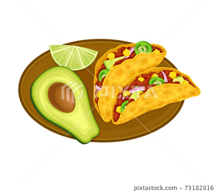 Folded Taco of Corn Tortilla with Savory... - Stock Illustration [73182816]  - PIXTA