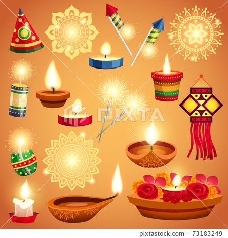 Realistic Diwali Set Realistic Diwali Set 73183249