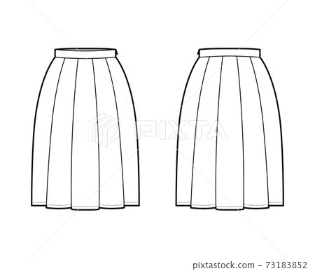 pleated skirt technical drawing