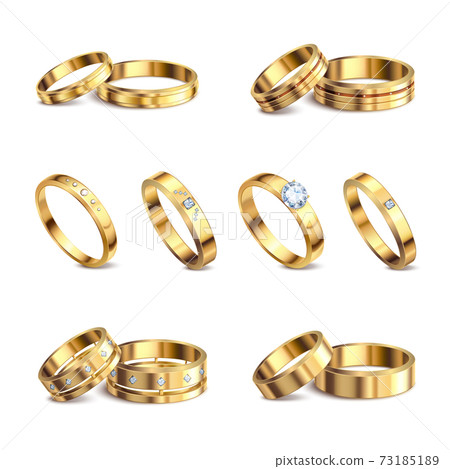 Wedding Rings Realistic Set Wedding Rings Realistic Set 73185189