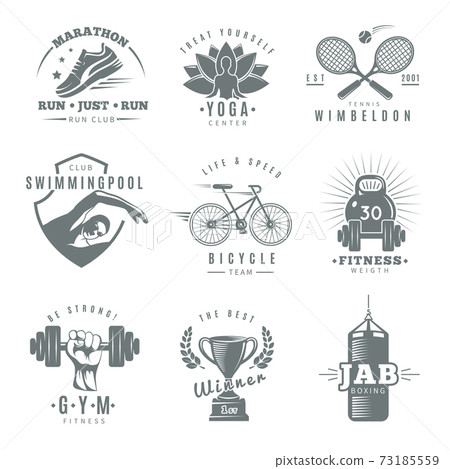 Fitness Gym Label Set - Stock Illustration [73185559] - PIXTA