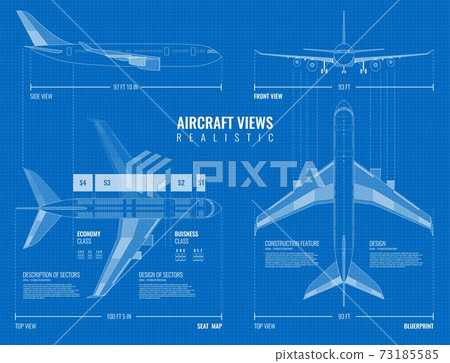 Outline Airplane Views Blueprint Outline Airplane Views Blueprint 73185585