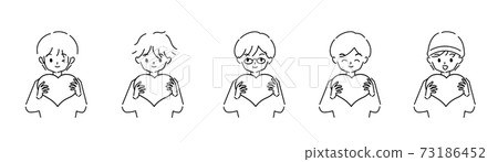 持有心黑色和白色的各種男人的插圖 持有心黑色和白色的各種男人的插圖 73186452