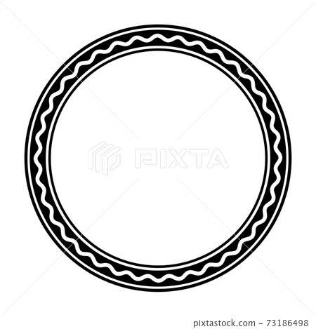 Two bold wavy lines forming a black circle frame. Circle frame