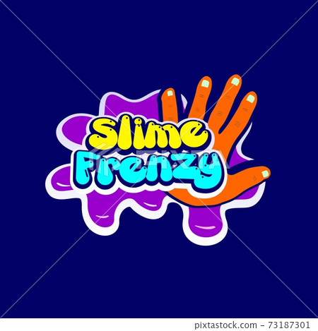 Slime Frenzy Logo Concept, Fun Liquid PLaying Logo Design Template 73187301