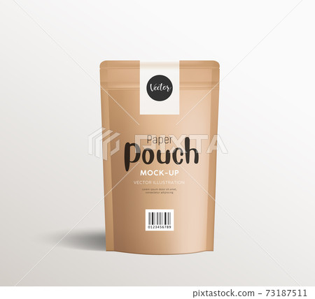 Download Brown Kraft Paper Pouch Bags Front View With Stock Illustration 73187511 Pixta