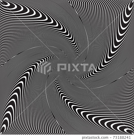 Whirl vortex movement illusion in abstract op art design. 73188241
