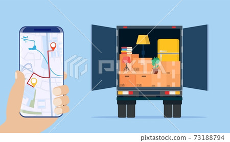 Delivery truck with household items, 73188794