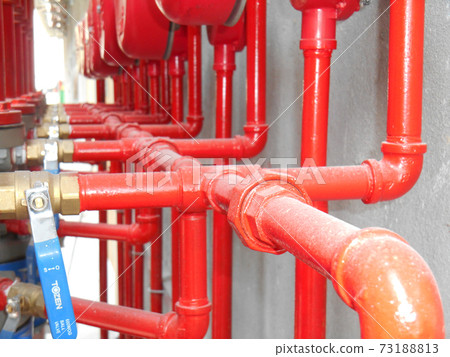 SERDANG, MALAYSIA -JULY 27, 2017: Alarm valve system. It was part of the building fire fighting system which is control and supply water to the sprinkler. 73188813