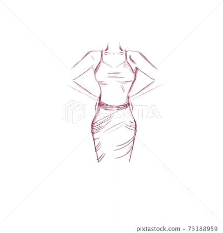 sketch of a girl in a evening dress sketch of a girl in a evening dress 73188959
