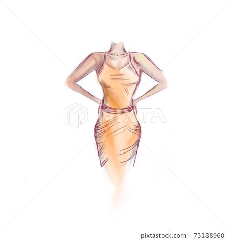 sketch of a girl in a yellow dress sketch of a girl in a yellow dress 73188960