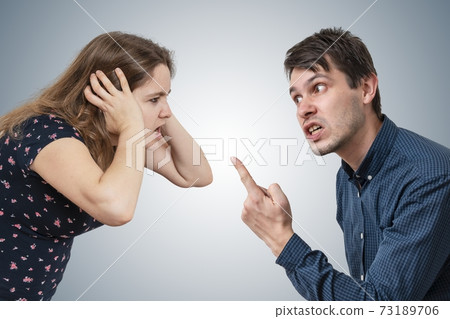 Young couple is arguing and shouting. 73189706
