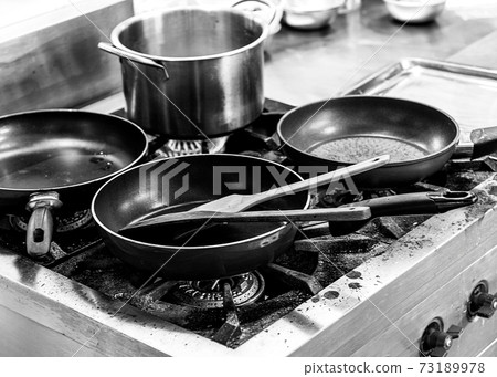 Steel pans, Stainless steel kitchenware Black and White, stove cooking, Utensils for cooking Steel pans, Stainless steel kitchenware Black and White, stove cooking, Utensils for cooking 73189978