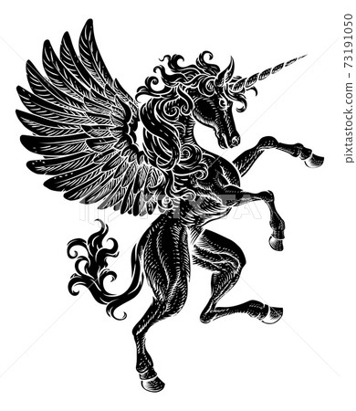 Pegasus Unicorn Rearing Rampant Crest Wings Horse Pegasus Unicorn Rearing Rampant Crest Wings Horse 73191050