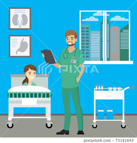 Nurse and patient in hospital room Nurse and patient in hospital room 73191643