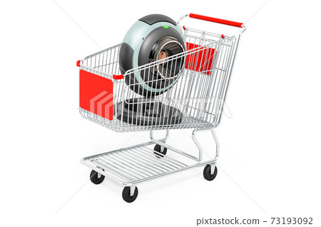 Shopping cart with webcam, 3D rendering 73193092