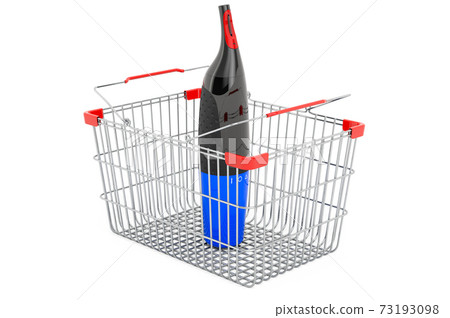 Shopping basket with facial hair trimmer, 3D rendering Shopping basket with facial hair trimmer, 3D rendering 73193098