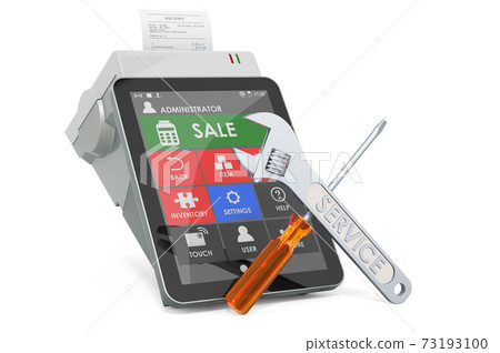 Service and repair of online cash register, 3D rendering 73193100