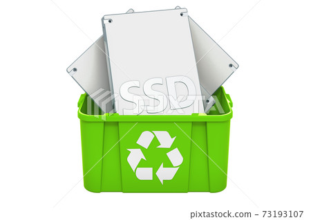 Recycling trashcan with SSD, 3D rendering 73193107