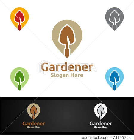 Pin Gardener Logo with Green Garden Environment or Botanical Agriculture Pin Gardener Logo with Green Garden Environment or Botanical Agriculture 73195704