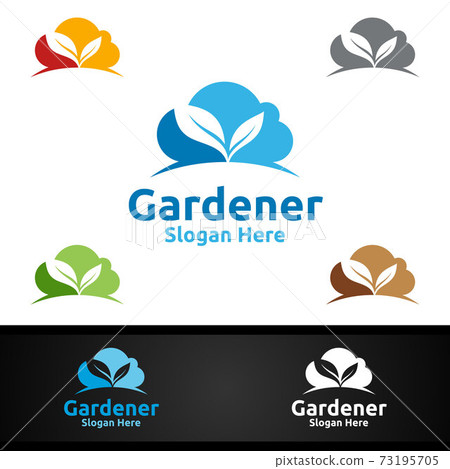 Cloud Gardener Logo with Green Garden Environment or Botanical Agriculture 73195705