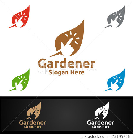 Click Gardener Logo with Green Garden Environment or Botanical Agriculture Design 73195706