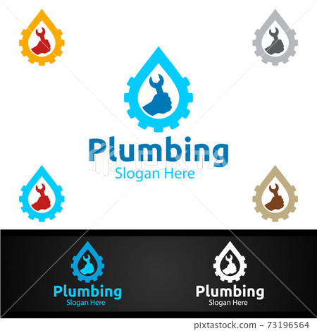 Wrench Plumbing Logo with Water and Fix Home Concept Wrench Plumbing Logo with Water and Fix Home Concept 73196564