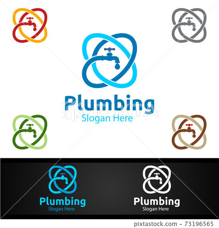 Plumbing Logo with Water and Fix Home Concept 73196565