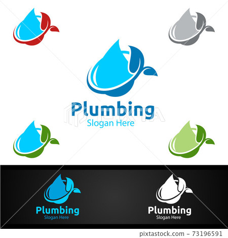 Eco Plumbing Logo with Water and Fix Home Concept Eco Plumbing Logo with Water and Fix Home Concept 73196591