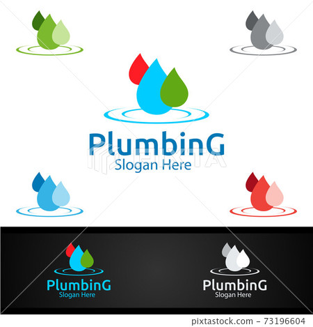 Plumbing Logo with Water and Fix Home Concept Plumbing Logo with Water and Fix Home Concept 73196604