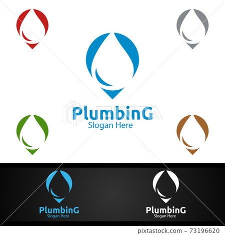 Pin Plumbing Logo with Water and Fix Home Concept Pin Plumbing Logo with Water and Fix Home Concept 73196620