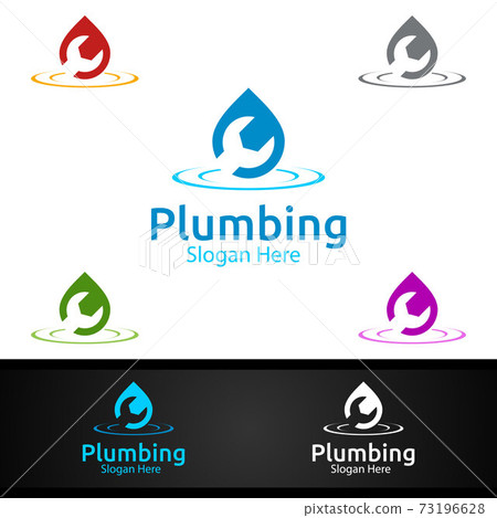 Plumbing Logo with Water and Fix Home Concept Plumbing Logo with Water and Fix Home Concept 73196628