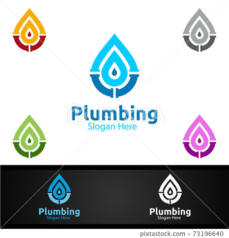 Plumbing Logo with Water and Fix Home Concept Plumbing Logo with Water and Fix Home Concept 73196640