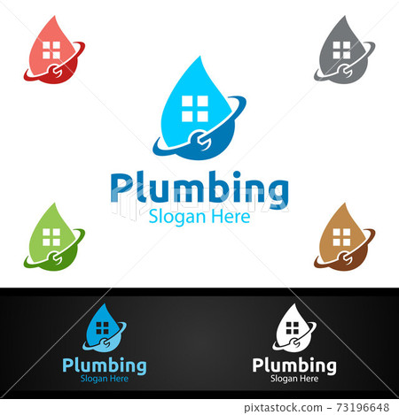 Plumbing Logo with Water and Fix Home Concept Plumbing Logo with Water and Fix Home Concept 73196648