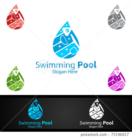 Swimming Pool Service Logo with Cleaning Pool and Maintenance Concept 73196817