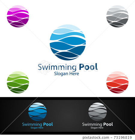 Swimming Pool Service Logo with Cleaning Pool and Maintenance Concept 73196819