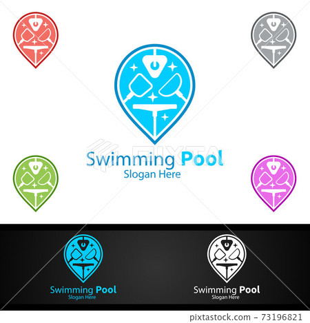 Swimming Pool Service Logo with Cleaning Pool and Maintenance Concept 73196821
