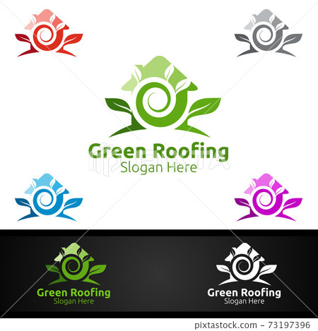 Green Roofing Logo for Property Roof Real Estate or Handyman Architecture Green Roofing Logo for Property Roof Real Estate or Handyman Architecture 73197396