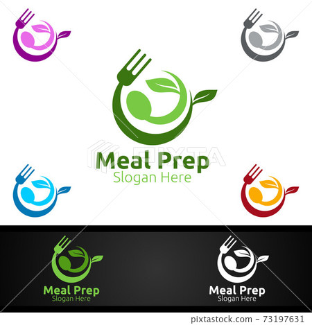 Meal Prep Healthy Food Logo for Restaurant, Cafe or Online Catering Delivery 73197631