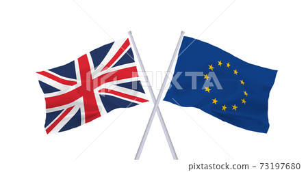 英國和歐盟旗幟 73197680