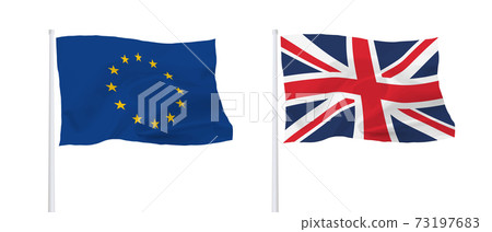 英國和歐盟旗幟 73197683