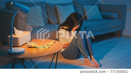 Asian girl feel depressed Asian girl feel depressed 73198802