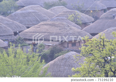 Thatched roof in a friendly rural village Thatched roof in a friendly rural village 73199210