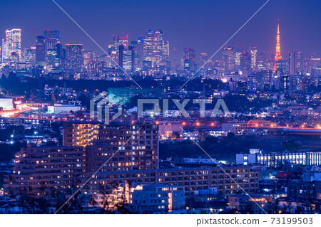《Tokyo》 Night view of Tokyo ・ Business district and residential area 《Tokyo》 Night view of Tokyo ・ Business district and residential area 73199503