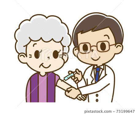 Elderly women vaccinated by a male doctor Elderly women vaccinated by a male doctor 73199647