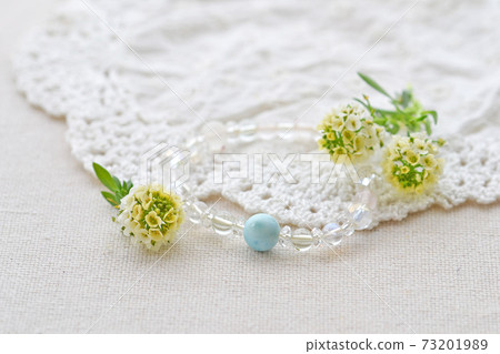 Larimar bracelet and white sweet alyssum 73201989