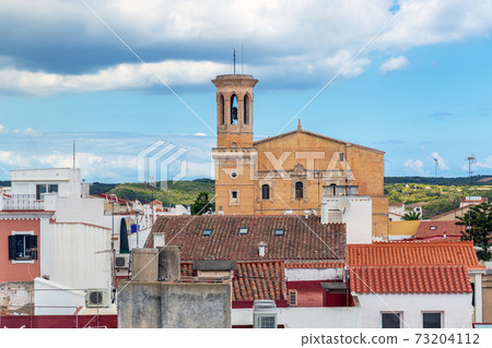 Aerial view of Church of Santa Maria and Mahon roofs - Mahon, Menorca Aerial view of Church of Santa Maria and Mahon roofs - Mahon, Menorca 73204112